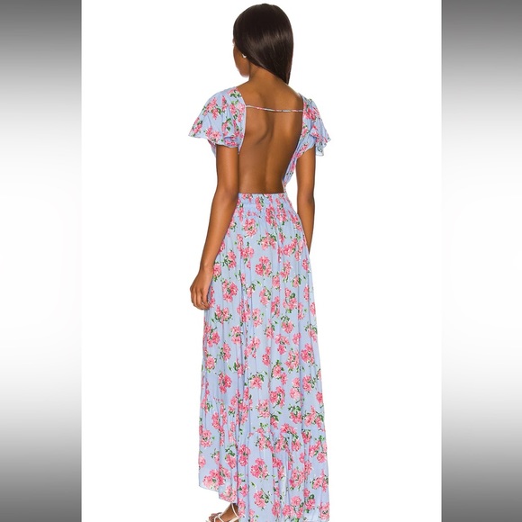 Tiare Hawaii New Moon Maxi Dress | Hibiscus Bouquet Baby Blue - Picture 4 of 14